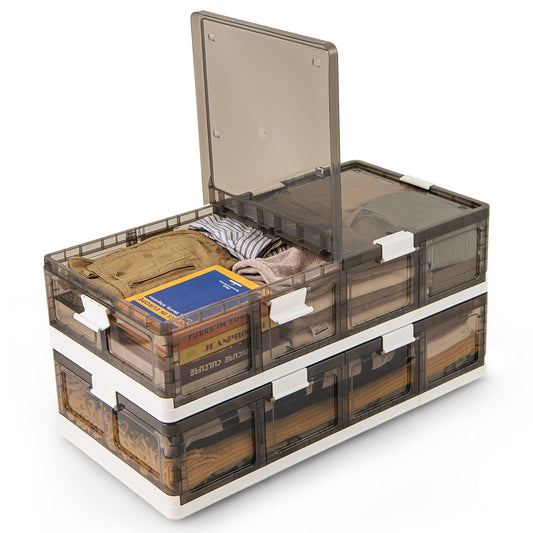 2 Pack Stackable Rolling Storage Containers, Plastic Storage Bins