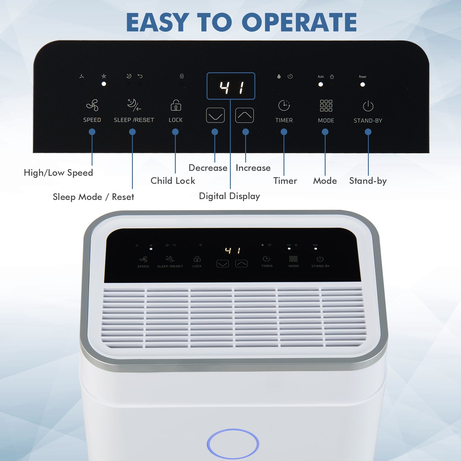 60-Pint Dehumidifier for Home and Basements 4000 Sq. Ft with 3-Color Digital Display, White Dehumidifiers at Gallery Canada