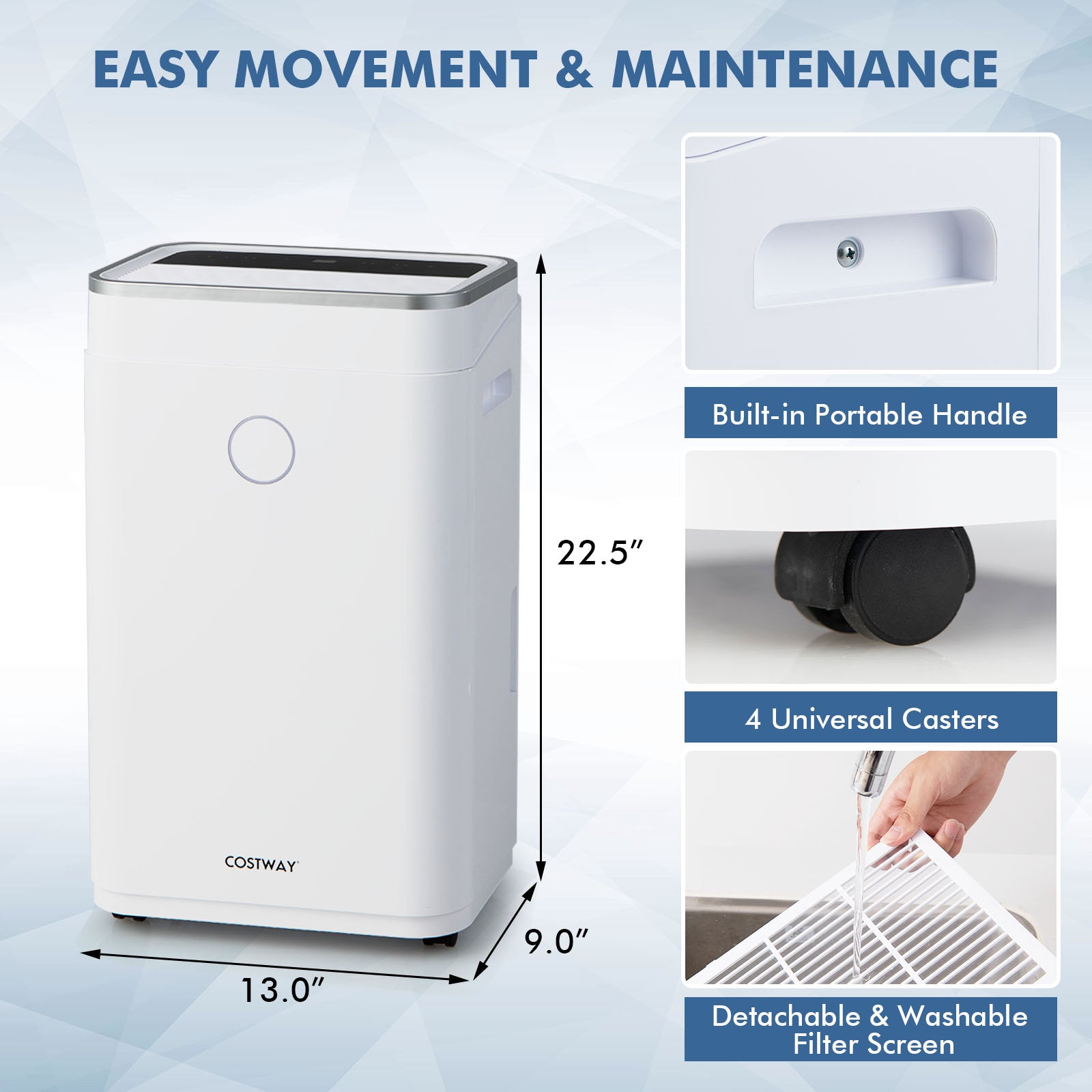 60-Pint Dehumidifier for Home and Basements 4000 Sq. Ft with 3-Color Digital Display, White Dehumidifiers at Gallery Canada