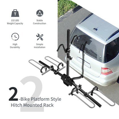2-Bike Hitch Mount Bike Rack, 1-1/4 Inch or 2 Inch Receiver, Black Garages at Gallery Canada