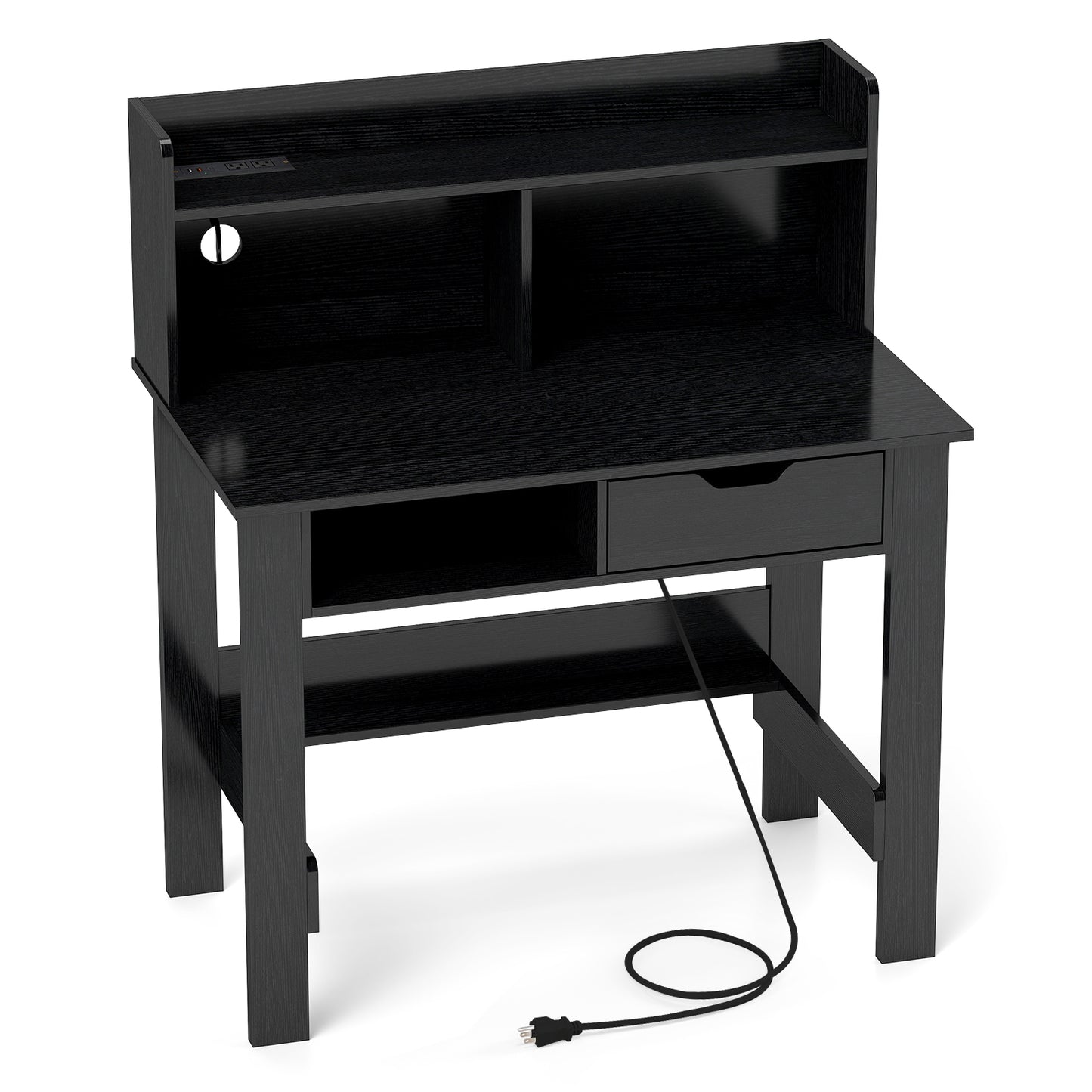Computer Desk with Power Outlets USB Ports and Type-C, Black Computer Desks Black at Gallery Canada