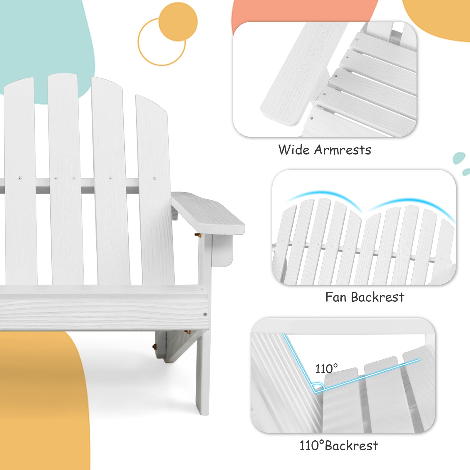 2 Person Adirondack Chair with High Backrest, White Kids Chairs & Seating at Gallery Canada