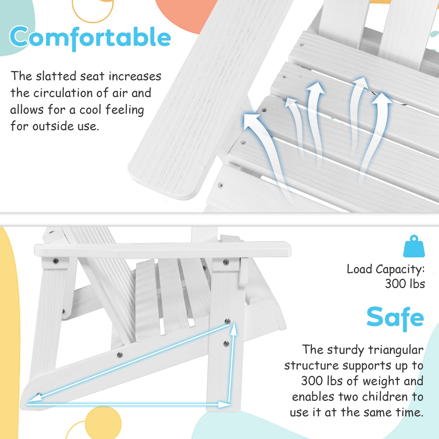 2 Person Adirondack Chair with High Backrest, White Kids Chairs & Seating at Gallery Canada