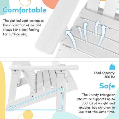 2 Person Adirondack Chair with High Backrest, White Kids Chairs & Seating at Gallery Canada