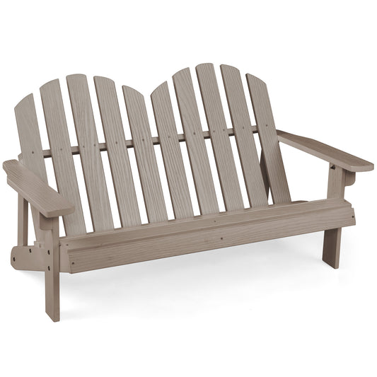 Fir Wood Adirondack Chair, 2 Person, High Backrest, Gray Kids Chairs & Seating Gray at Gallery Canada