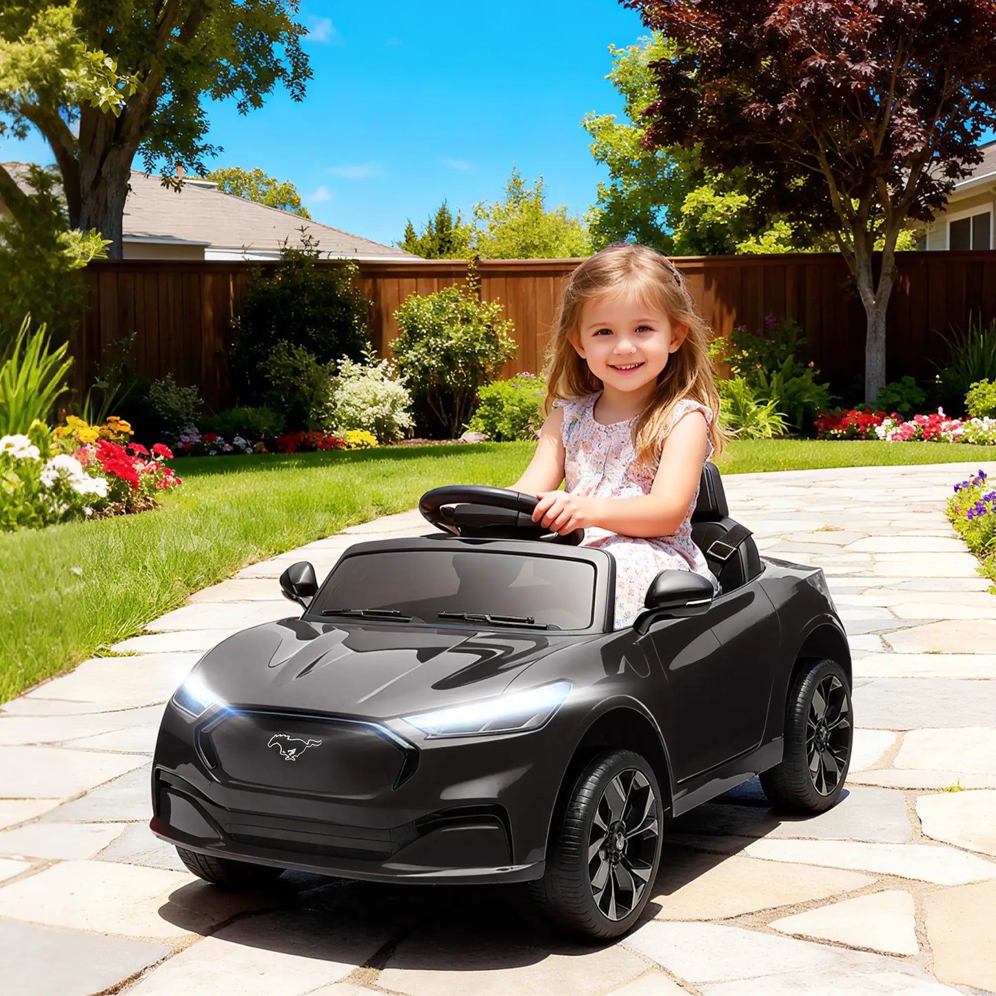 Ride On Car For Kids, 12V Electric Car, Remote Control, LED Light, Music, Black Electric Toy Cars at Gallery Canada