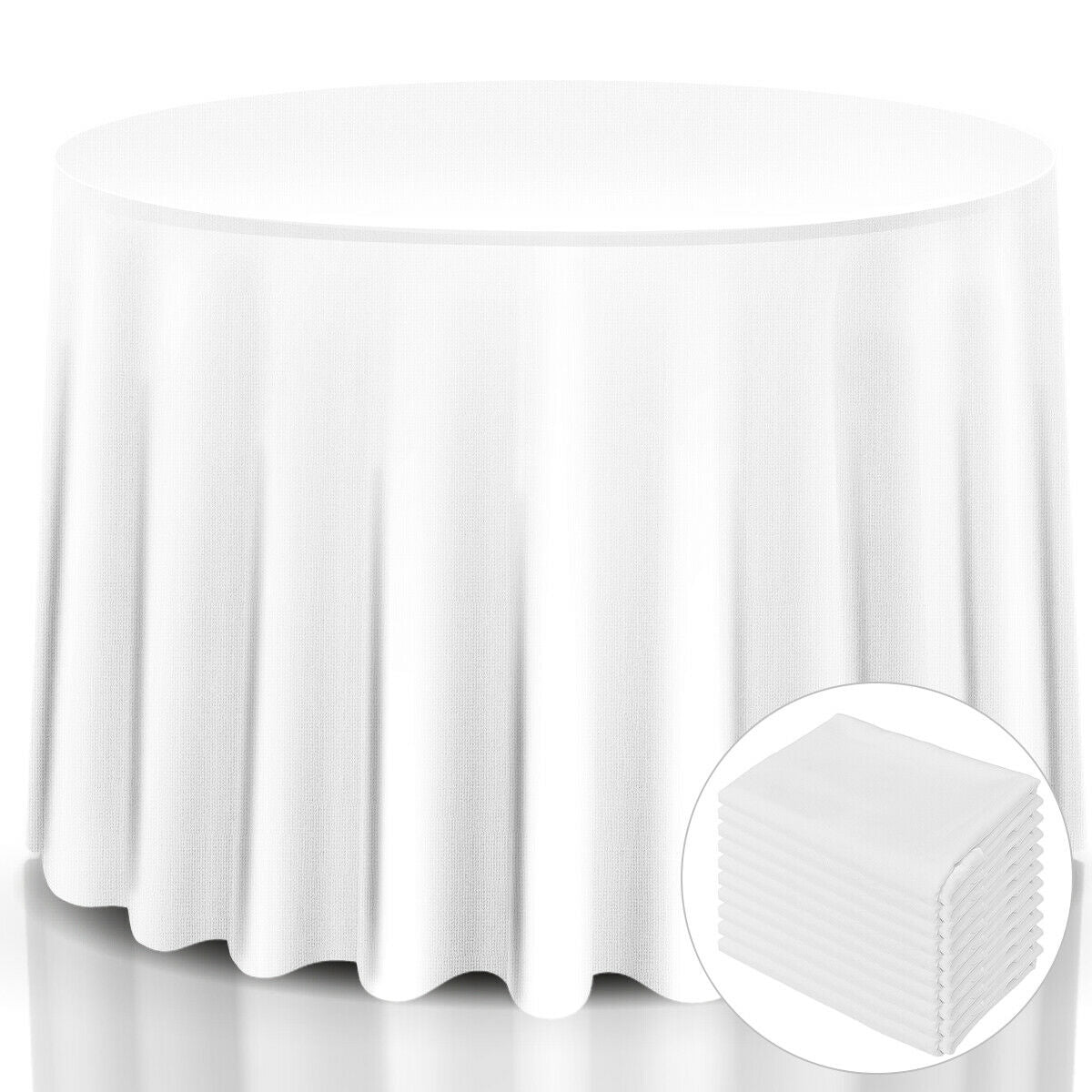 10 Pack 90" Round Tablecloth, White