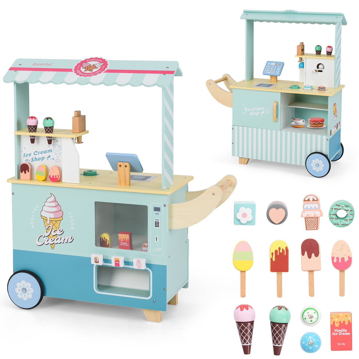 Kids Ice Cream Truck Pretend Play Set for Toddlers with Vending Machine, Green Play Kitchen Sets at Gallery Canada