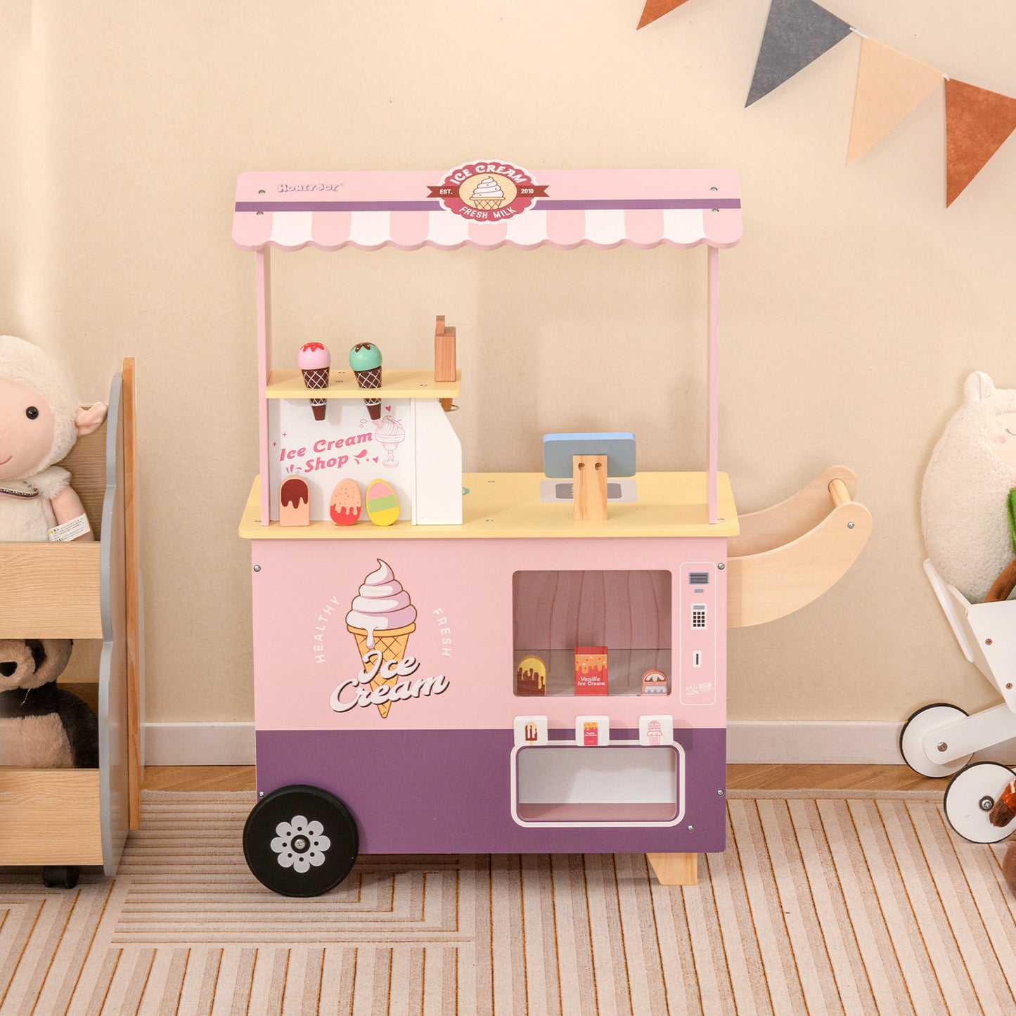 Kids Ice Cream Truck Pretend Play Set, With Vending Machine, Pink Play Kitchen Sets at Gallery Canada