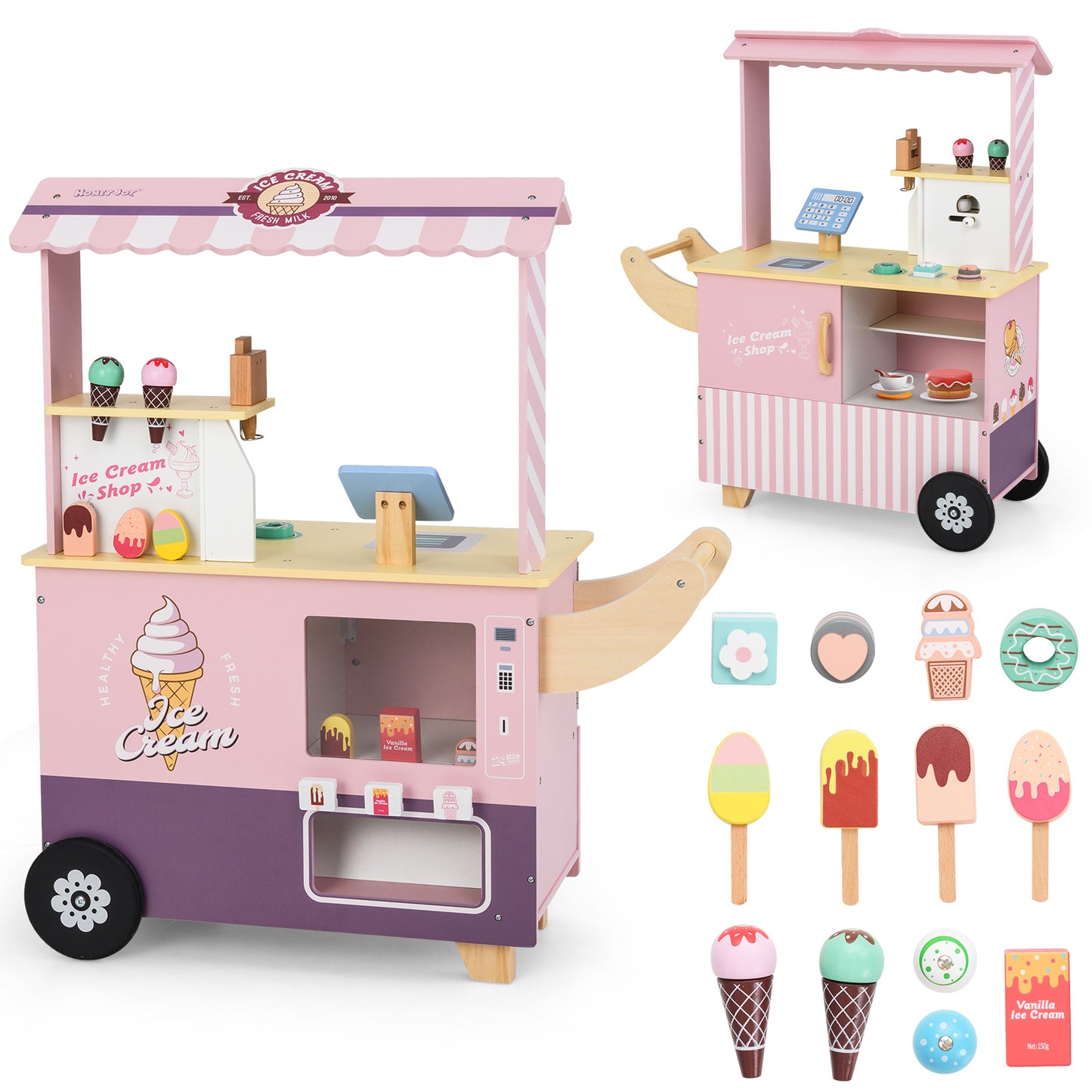 Kids Ice Cream Truck Pretend Play Set, With Vending Machine, Pink Play Kitchen Sets Pink at Gallery Canada