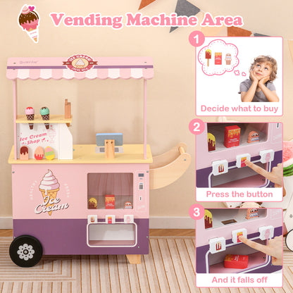 Kids Ice Cream Truck Pretend Play Set, With Vending Machine, Pink Play Kitchen Sets at Gallery Canada