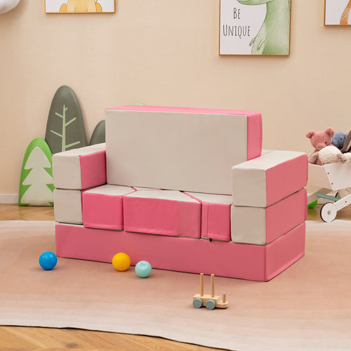 8-Piece 4-in-1 Kids Climb and Crawl Foam Playset, Pink