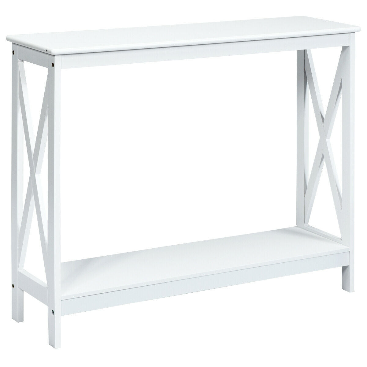 2-Tier Console X-Design Sofa Side Accent Table, White Console Tables at Gallery Canada