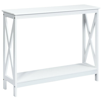 2-Tier Console X-Design Sofa Side Accent Table, White Console Tables at Gallery Canada