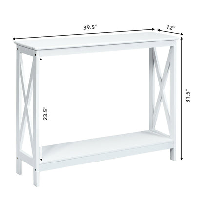 2-Tier Console X-Design Sofa Side Accent Table, White Console Tables at Gallery Canada
