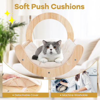 4-in-1 Large Wooden Cat Tower with Space Capsule Nest for Indoor Cats, Beige Cat Trees Condos & Scratchers at Gallery Canada