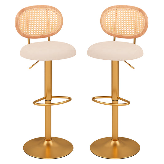 2 Bar Chairs, PE Rattan Backrest, 360 Swivel, Height Adjustable