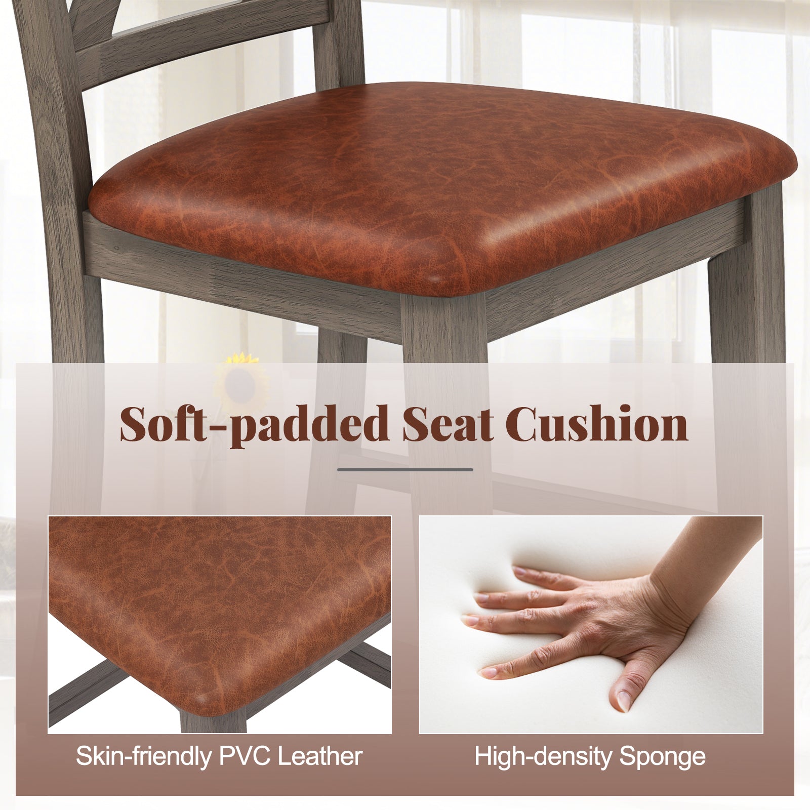 Bar Stools Set Of 2, Cross Back, Faux Leather Seat, Gray Bar Stools at Gallery Canada