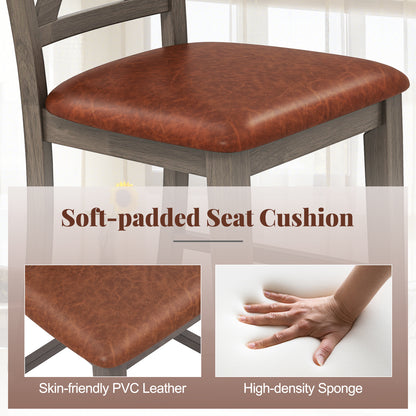 Bar Stools Set Of 2, Cross Back, Faux Leather Seat, Gray Bar Stools at Gallery Canada