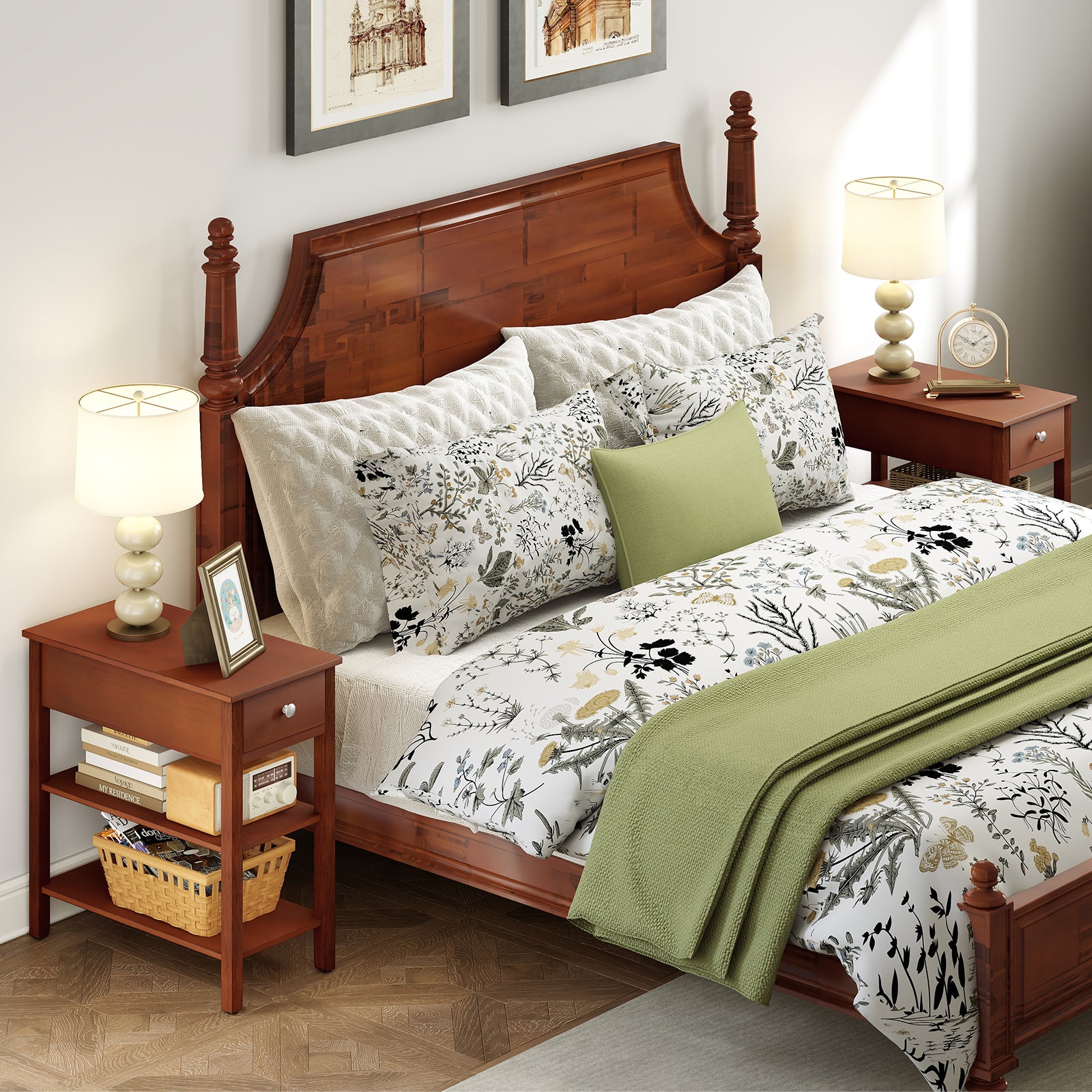 3-Tier Narrow End Table with Drawer and Storage Shelves Set of 2, Brown End & Side Tables at Gallery Canada