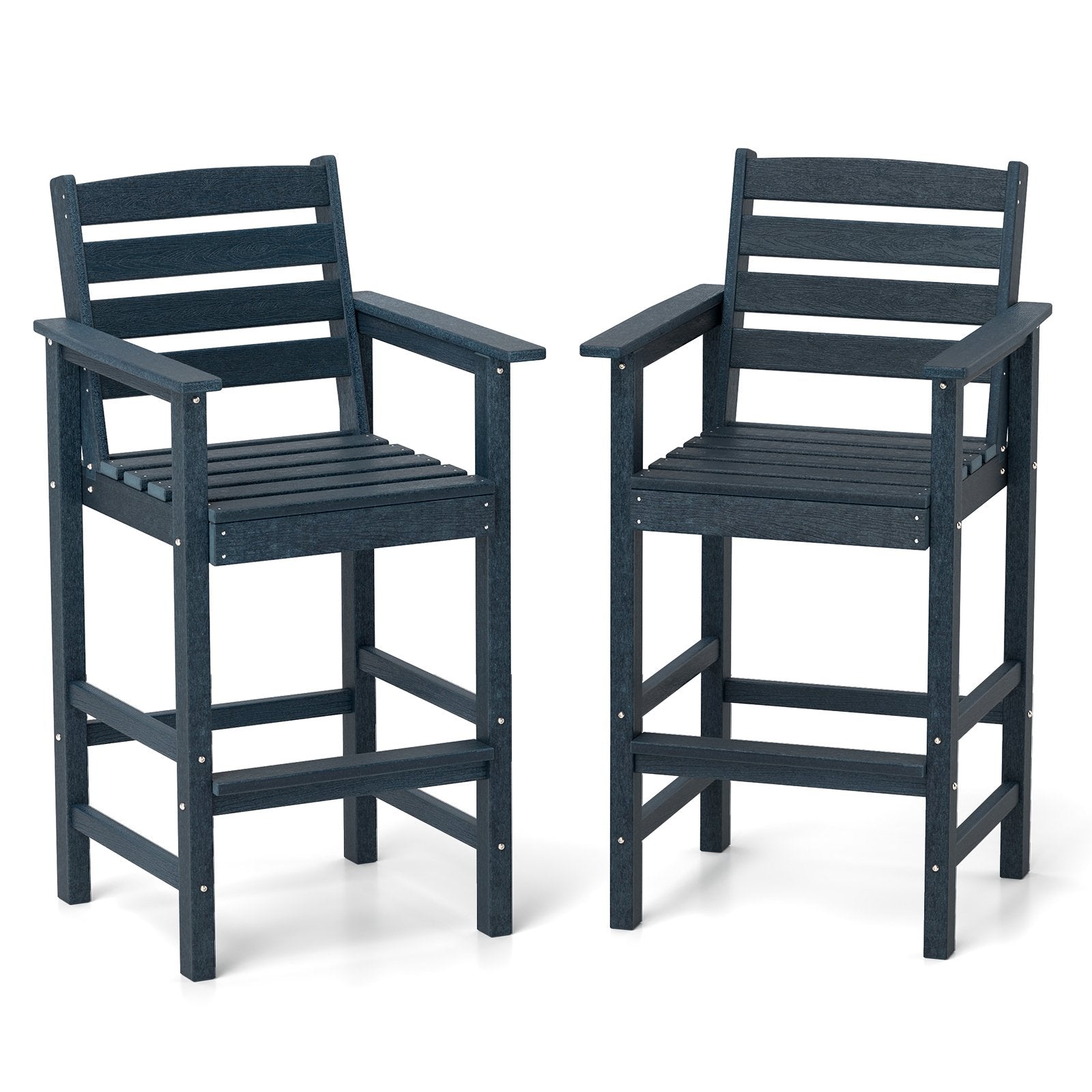 Patio HDPE Adirondack Bar Chairs Set of 2 with Wide Armrests, Navy Adirondack Chairs at Gallery Canada