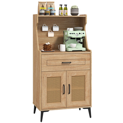 Coffee Bar Cabinet with Pegboard Storage Drawer and Adjustable Shelf, Oak Sideboards Cabinets & Buffets at Gallery Canada