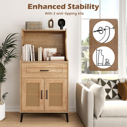 Coffee Bar Cabinet with Pegboard Storage Drawer and Adjustable Shelf, Oak Sideboards Cabinets & Buffets at Gallery Canada