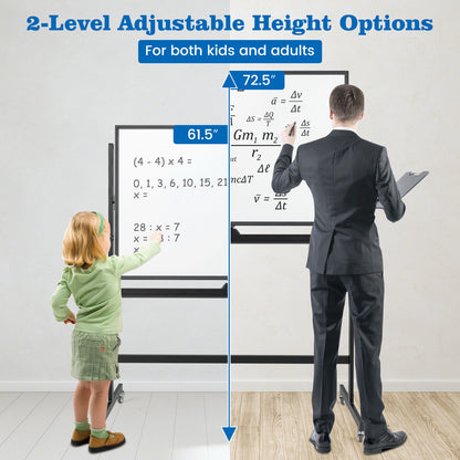 32 x 47 Inch Portable Rolling White Board, Black Home Office at Gallery Canada