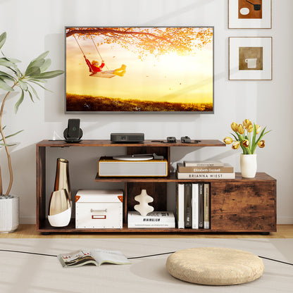 60 Inch Entertainment Center TV Stand with Power Outlet, Rustic Brown Entertainment Centers & TV Stands at Gallery Canada