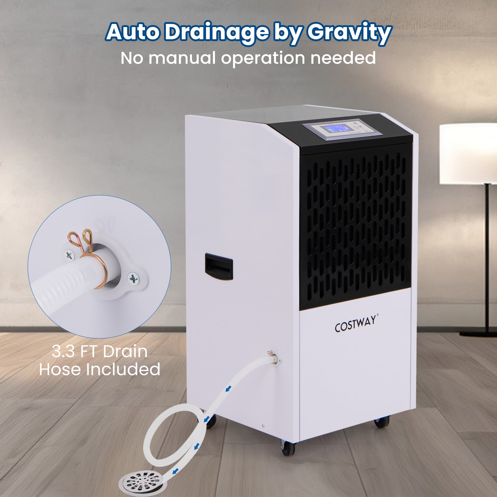 250 Pints Commercial Dehumidifier with Drain Hose Large Spaces up to 8500 Sq.Ft, White Dehumidifiers at Gallery Canada