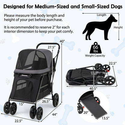 Medium Dog Stroller, Dual Entry, Black Dog Supplies at Gallery Canada