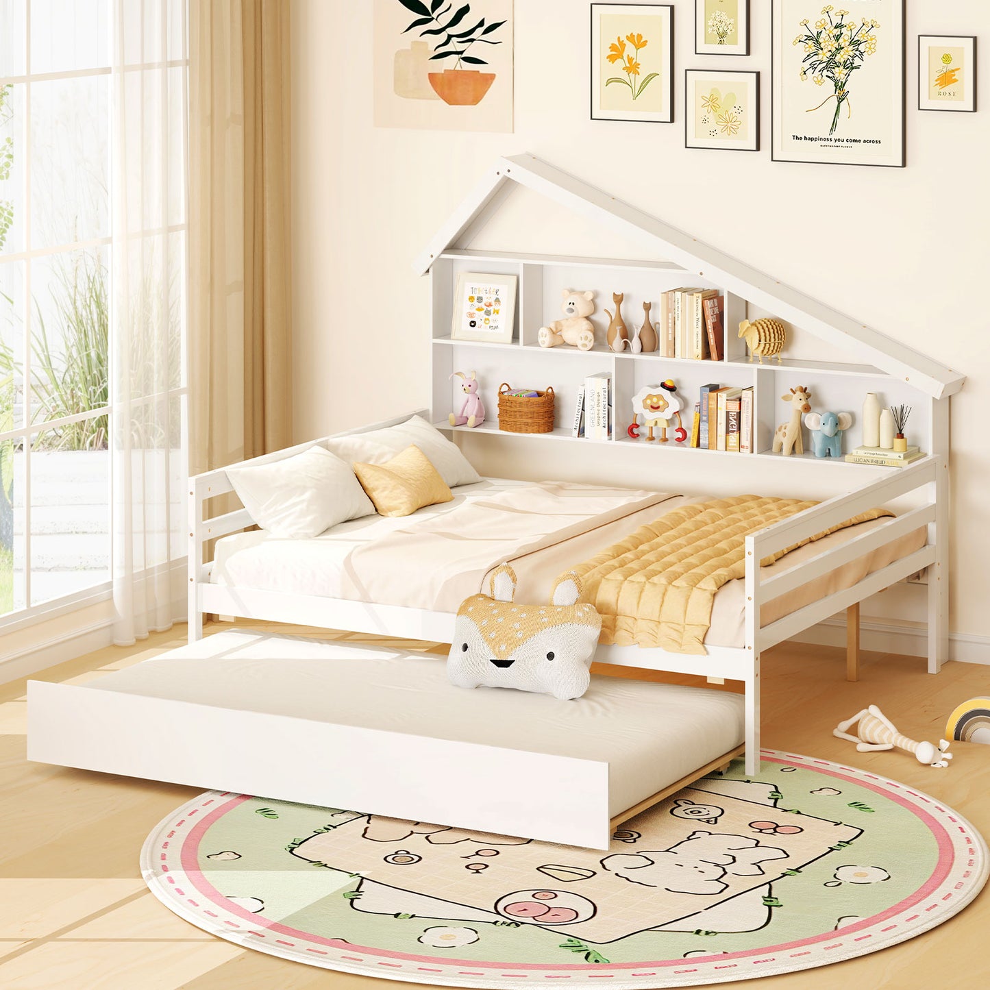 House-Shaped Full Size Daybed with Twin Size Trundle, White Toddler Beds at Gallery Canada