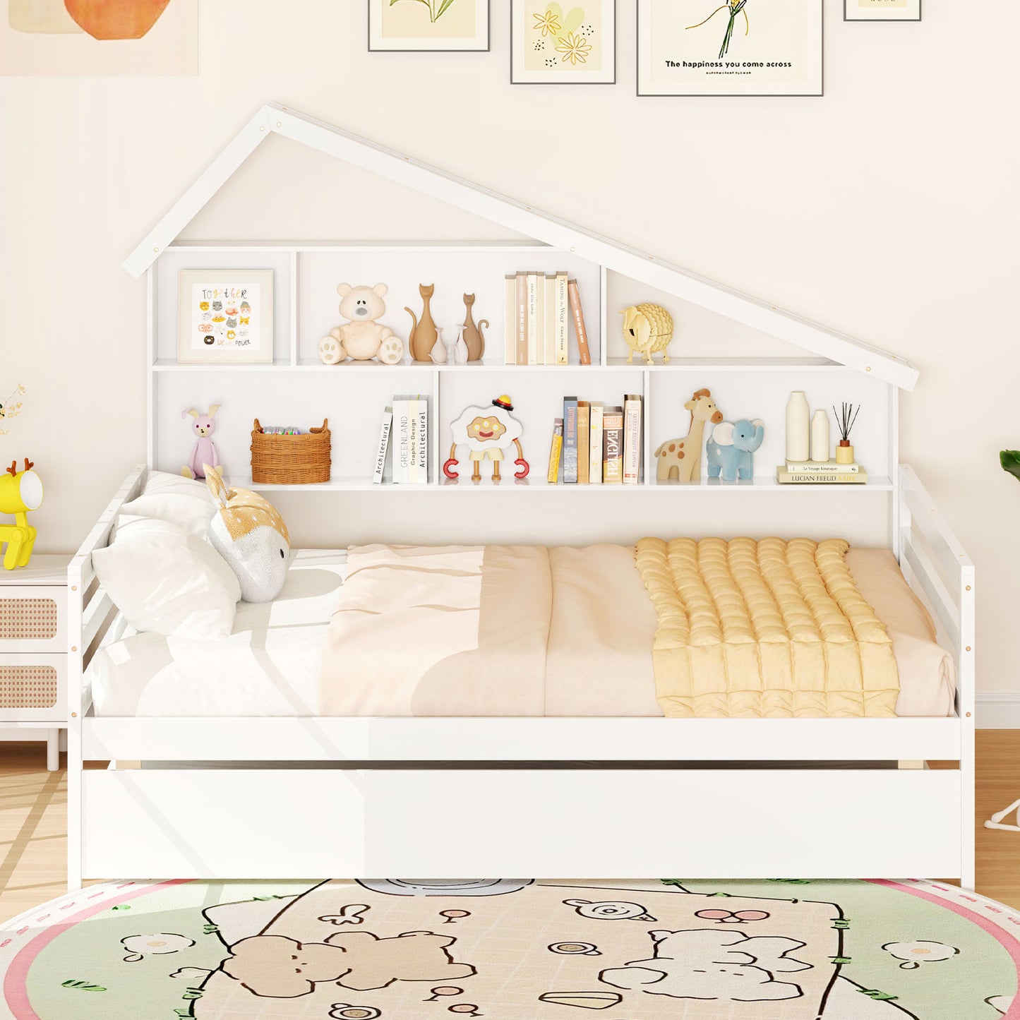 House-Shaped Full Size Daybed with Twin Size Trundle, White Toddler Beds at Gallery Canada