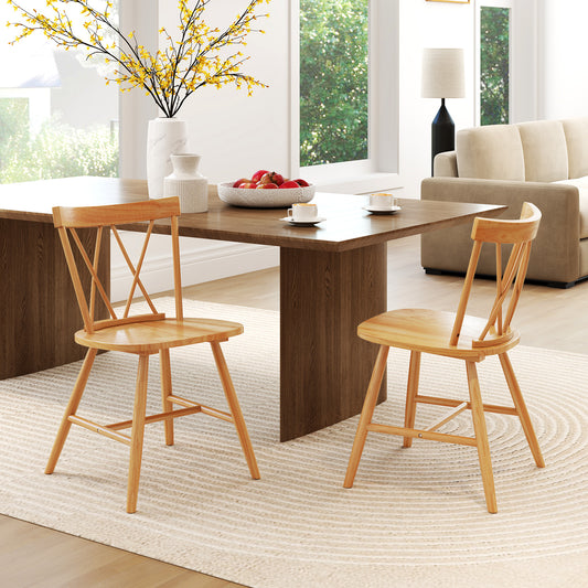 Farmhouse Kitchen Dining Chair Set of 2 with Rubber Wood Frame, Natural Dining Chairs Natural at Gallery Canada