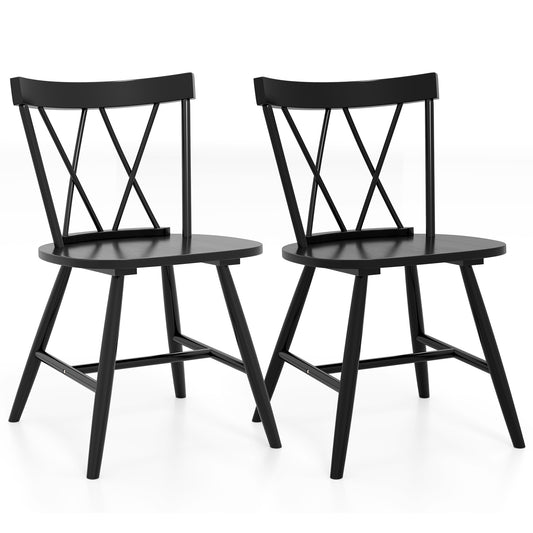 Farmhouse Dining Chair Set, Rubber Wood Frame, 2-Piece, Black Dining Chairs Black at Gallery Canada