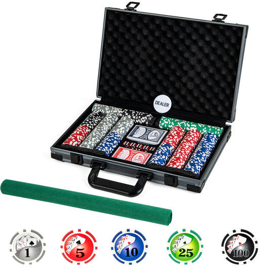 Texas Holdem Poker Chip Set, 400 Pieces, Black Game Room Black at Gallery Canada