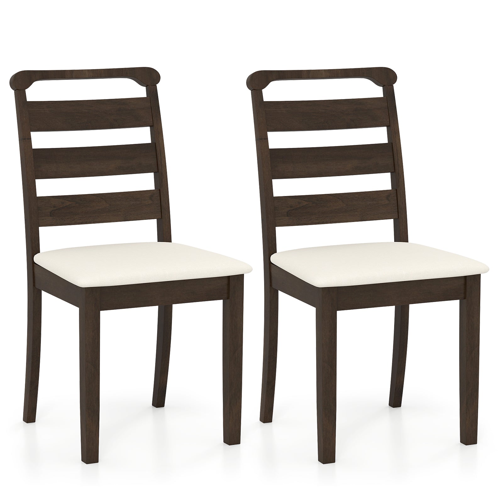 Polyester Upholstered Wooden Dining Chair Set of 2, Walnut Dining Chairs at Gallery Canada