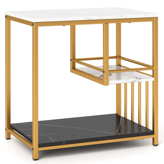 3-Tier Marble End Table, Storage Shelf, Golden End & Side Tables Golden at Gallery Canada