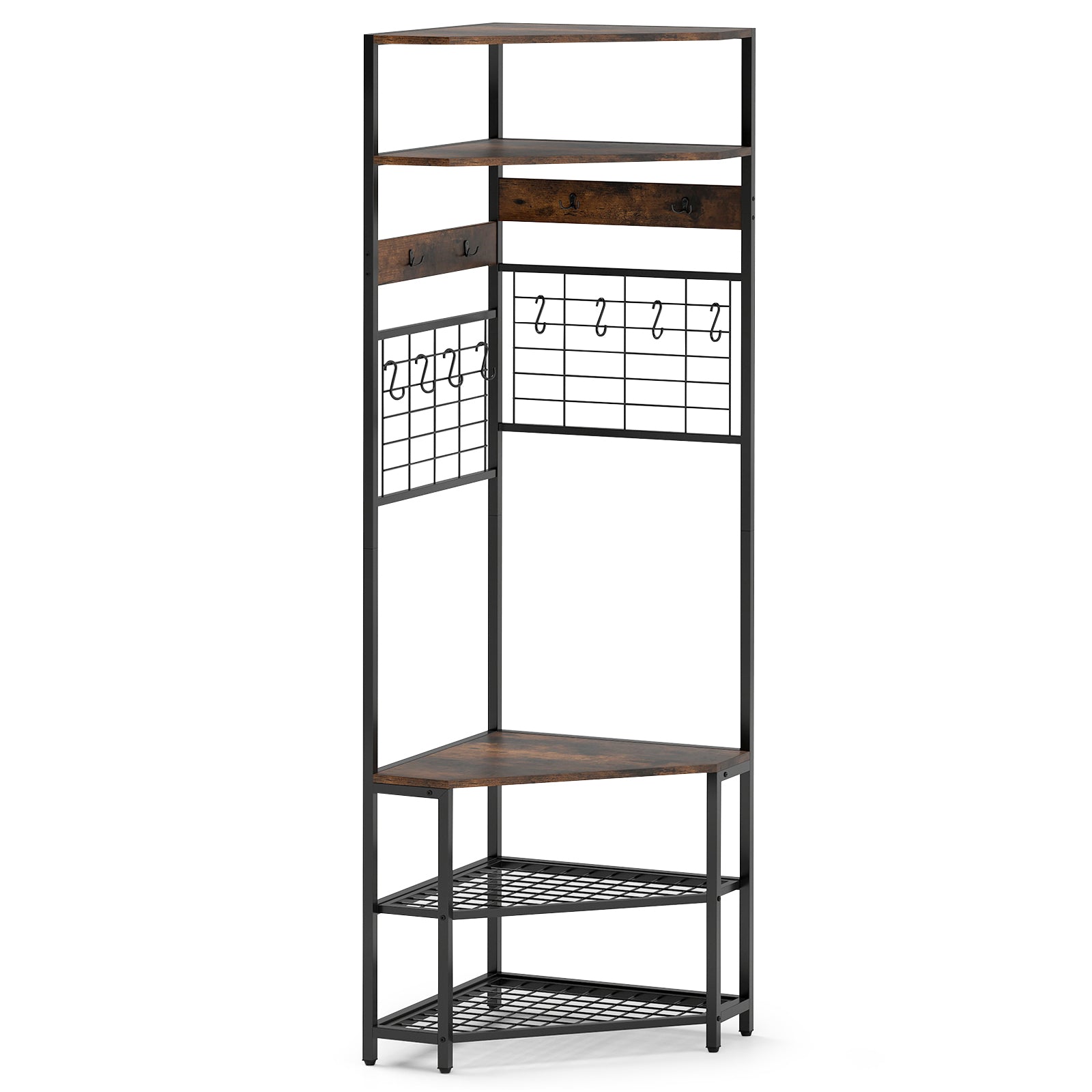 5-Tier Corner Hall Tree, Shoe Storage Bench, Brown Coat Racks & Hall Trees at Gallery Canada