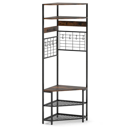 5-Tier Corner Hall Tree, Shoe Storage Bench, Brown Coat Racks & Hall Trees at Gallery Canada