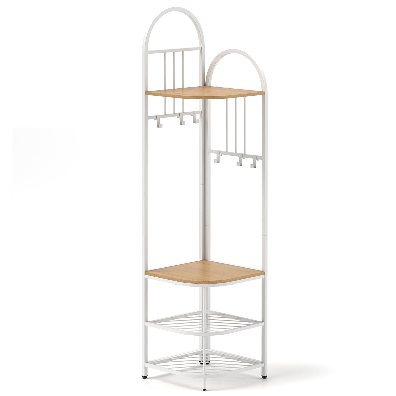 4-Tier Coat Rack Corner Hall Tree with Shoe Storage Bench, Natural Shoe Racks & Storage Benches at Gallery Canada