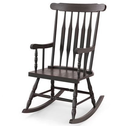 Solid Wood Porch Glossy Finish Rocking Chair, Brown Patio Rocking Chairs & Gliders Brown at Gallery Canada