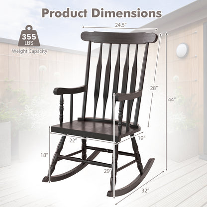 Solid Wood Porch Glossy Finish Rocking Chair, Brown Patio Rocking Chairs & Gliders at Gallery Canada