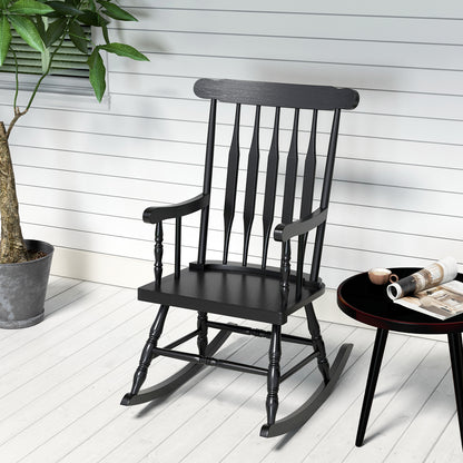 Solid Wood Porch Glossy Finish Rocking Chair, Black Patio Rocking Chairs & Gliders at Gallery Canada