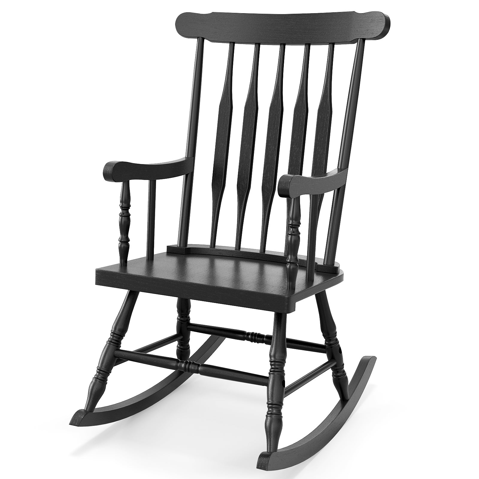 Solid Wood Porch Glossy Finish Rocking Chair, Black Patio Rocking Chairs & Gliders at Gallery Canada