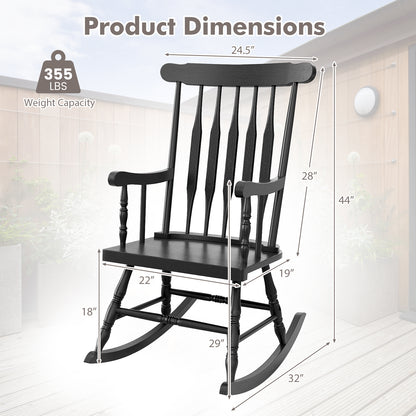 Solid Wood Porch Glossy Finish Rocking Chair, Black Patio Rocking Chairs & Gliders at Gallery Canada
