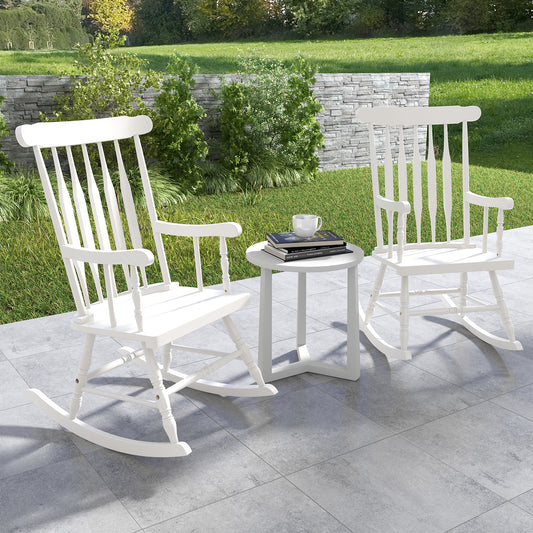 Solid Wood Porch Glossy Finish Rocking Chair, White Patio Rocking Chairs & Gliders White at Gallery Canada