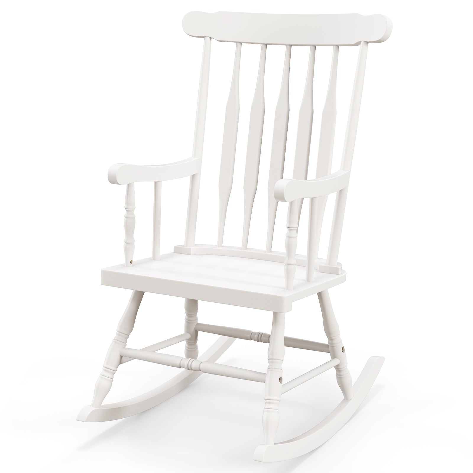 Solid Wood Porch Glossy Finish Rocking Chair, White Patio Rocking Chairs & Gliders White at Gallery Canada