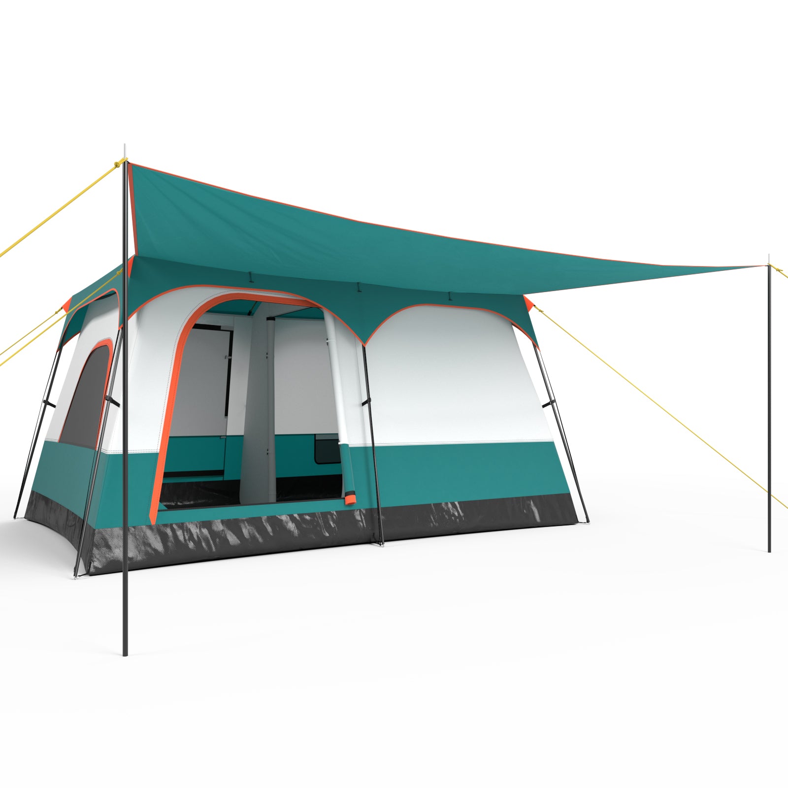 6-8 Person Camping Tent with Double Rooms and 2 Doors, Green Tents at Gallery Canada