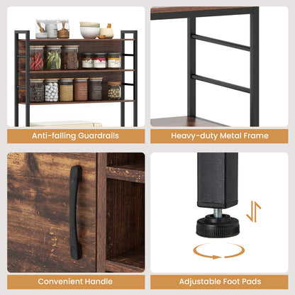 Coffee Bar Cabinet with S-Shaped Hooks and Wine Bottle Holders, Rustic Brown Wine Racks at Gallery Canada